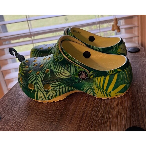 Crocs Tropical Platform Womens 4 Crocs Green Crocs Platform Crocs Rare Leaf S - Picture 8 of 12